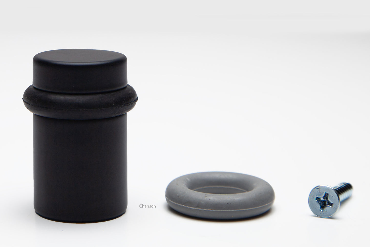 2" Cylindrical Floor Mounted Doorstop with Flat Top - Flat Black (S10102-19)