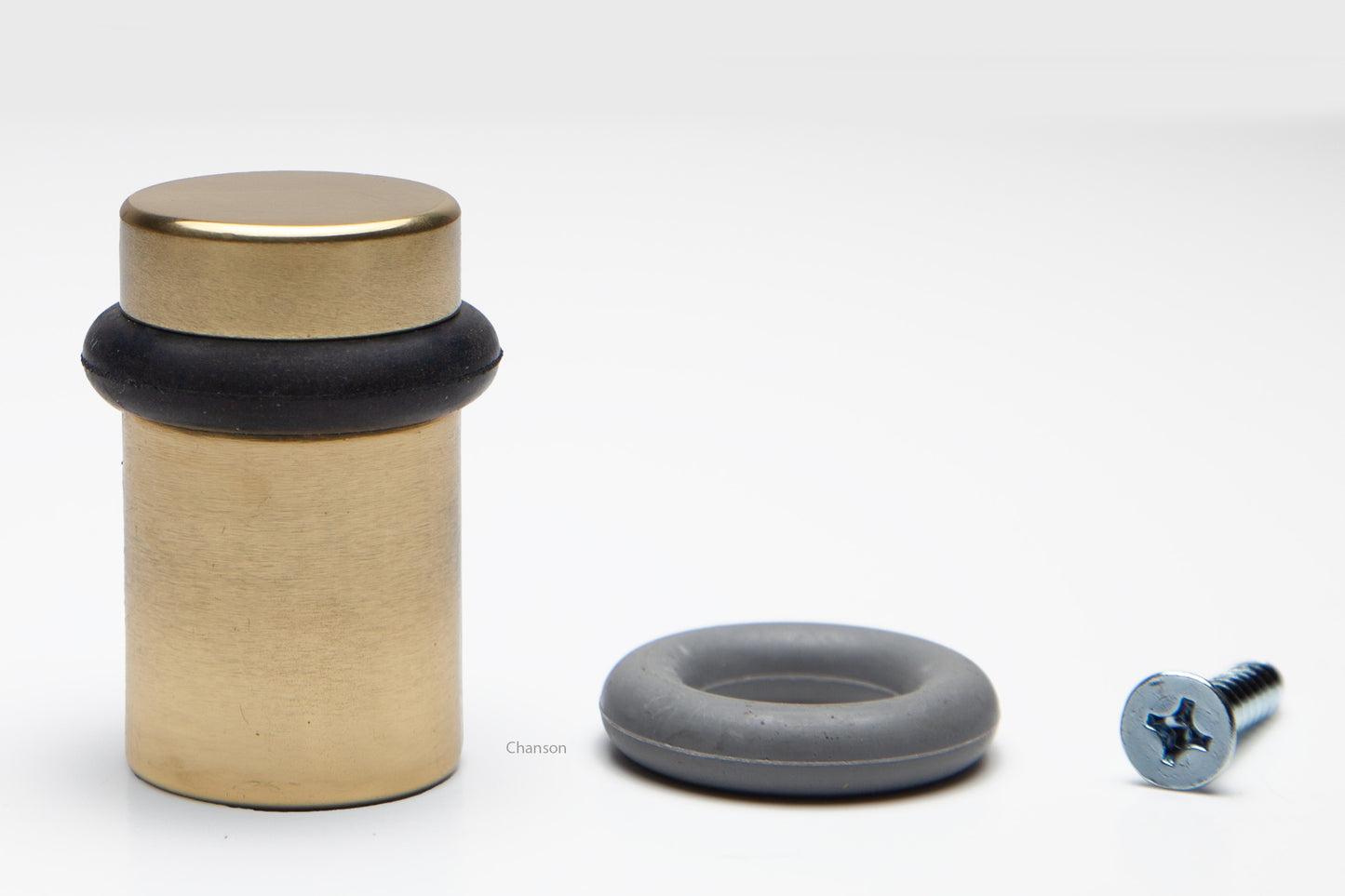2" Cylindrical Floor Mounted Doorstop with Flat Top - Polished Brass (S10102-3)
