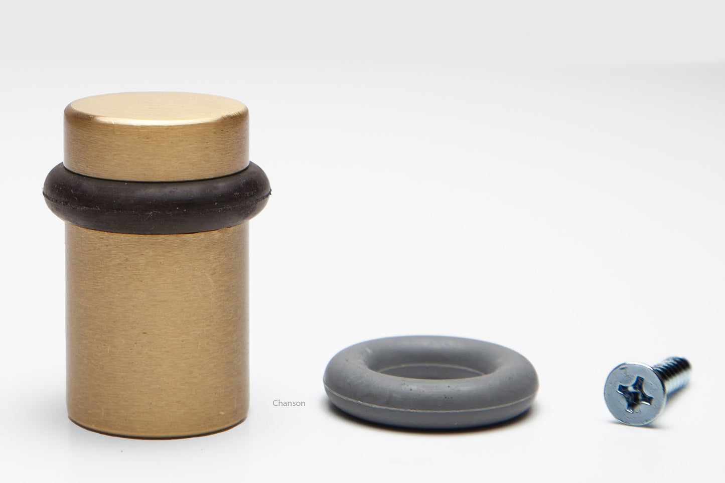 2" Cylindrical Floor Mounted Doorstop with Flat Top - Satin Brass (S10102-4)