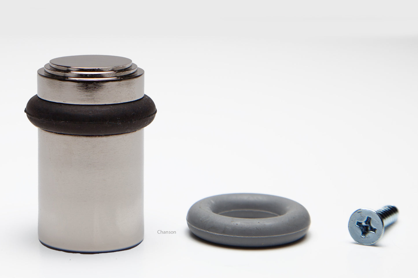 2" Cylindrical Floor Mounted Doorstop with Tiered Top - Polished Nickel (S10202-14)