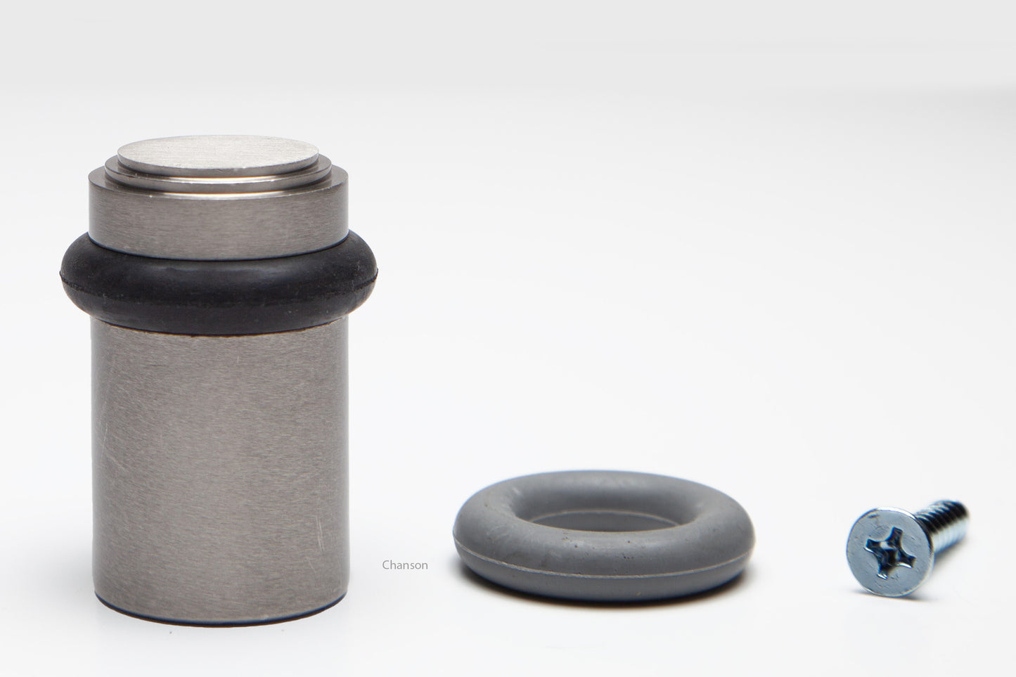 2" Cylindrical Floor Mounted Doorstop with Tiered Top - Satin Nickel (S10202-15)