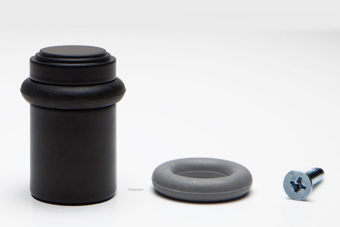 2" Cylindrical Floor Mounted Doorstop with Tiered Top - Flat Black (S10202-19)
