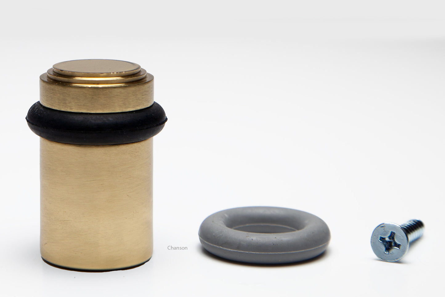 2" Cylindrical Floor Mounted Doorstop with Tiered Top - Polished Brass (S10202-3)