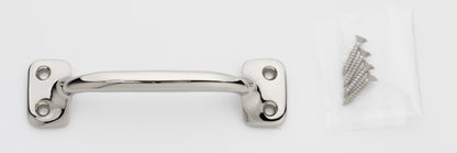 4 inch solid brass sash window bar lift pull handle with finish matching screws in polished nickel US14 finish