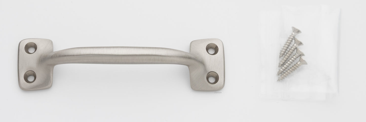 4 inch solid brass sash window bar lift pull handle with finish matching screws in satin or brushed nickel US15 finish