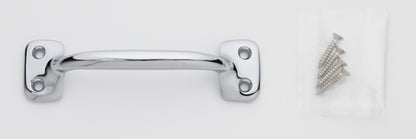 4 inch solid brass sash window bar lift pull handle with finish matching screws in polished chrome US26 finish