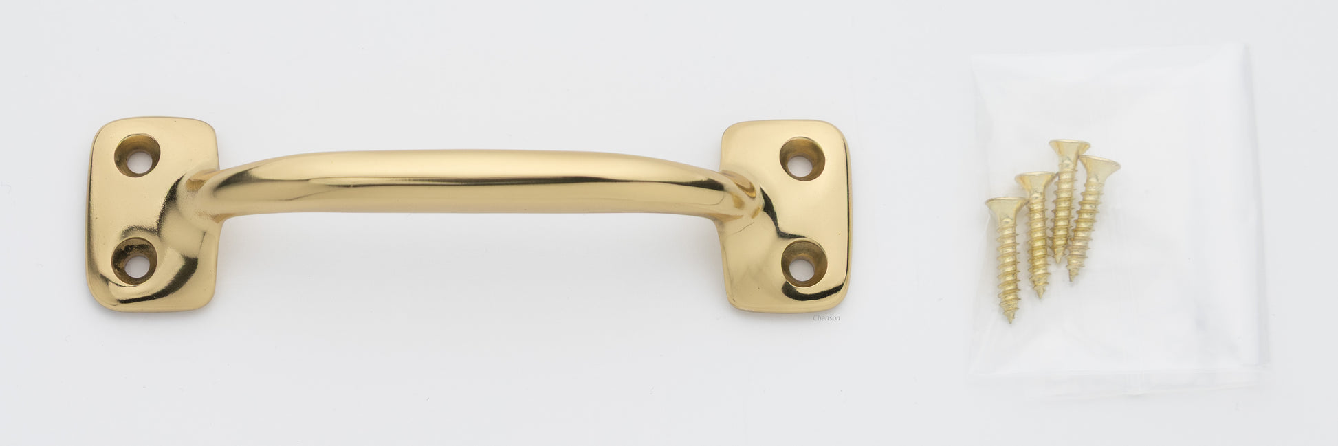 4 inch solid brass sash window bar lift pull handle with finish matching screws in unlacquered brass US4 finish