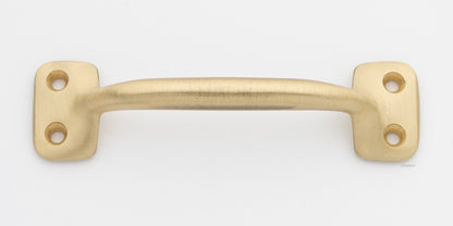 4 inch solid brass sash window bar lift or pull handle for cabinet drawer or door in satin brass US4 finish
