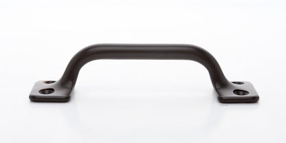 Side view of 3.5 inch solid brass sash window bar lift or utility pull handle shows arch shape and oil rubbed bronze US10B finish