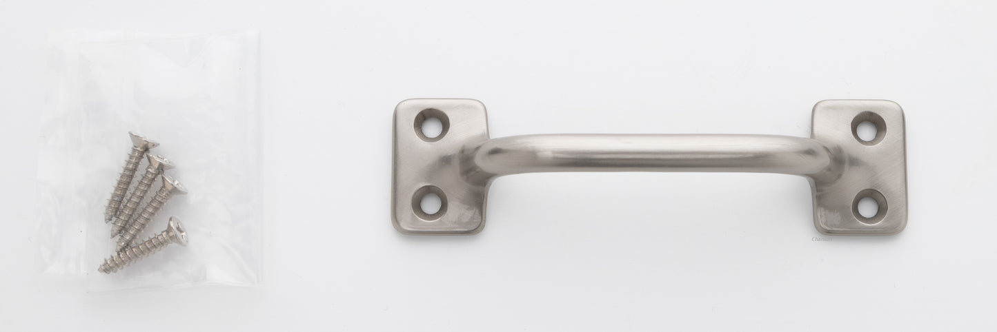 3.5 inch solid brass sash window bar lift pull handle with finish matching screws in satin or brushed nickel US15 finish