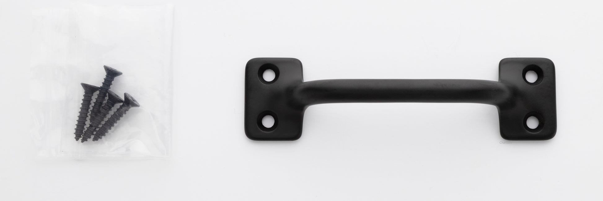 3.5 inch solid brass sash window bar lift pull handle with finish matching screws in flat or matte black US19 finish