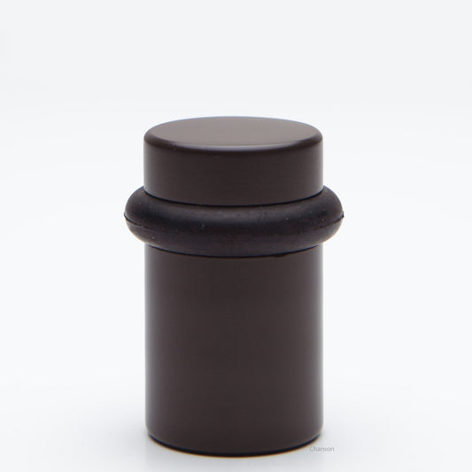 2 inch tall solid brass cylindrical shaped simple universal doorstop or floor bumper in oil rubbed bronze finish US10B