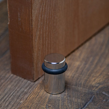 2" Cylindrical Floor Mounted Doorstop with Flat Top - Polished Nickel (S10102-14)