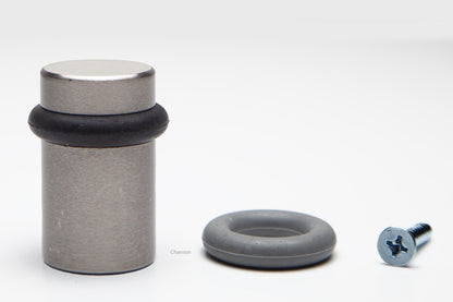 2" Cylindrical Floor Mounted Doorstop with Flat Top - Satin Nickel (S10102-15)