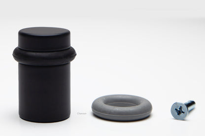 2" Cylindrical Floor Mounted Doorstop with Flat Top - Flat Black (S10102-19)