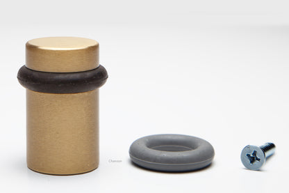 2" Cylindrical Floor Mounted Doorstop with Flat Top - Satin Brass (S10102-4)