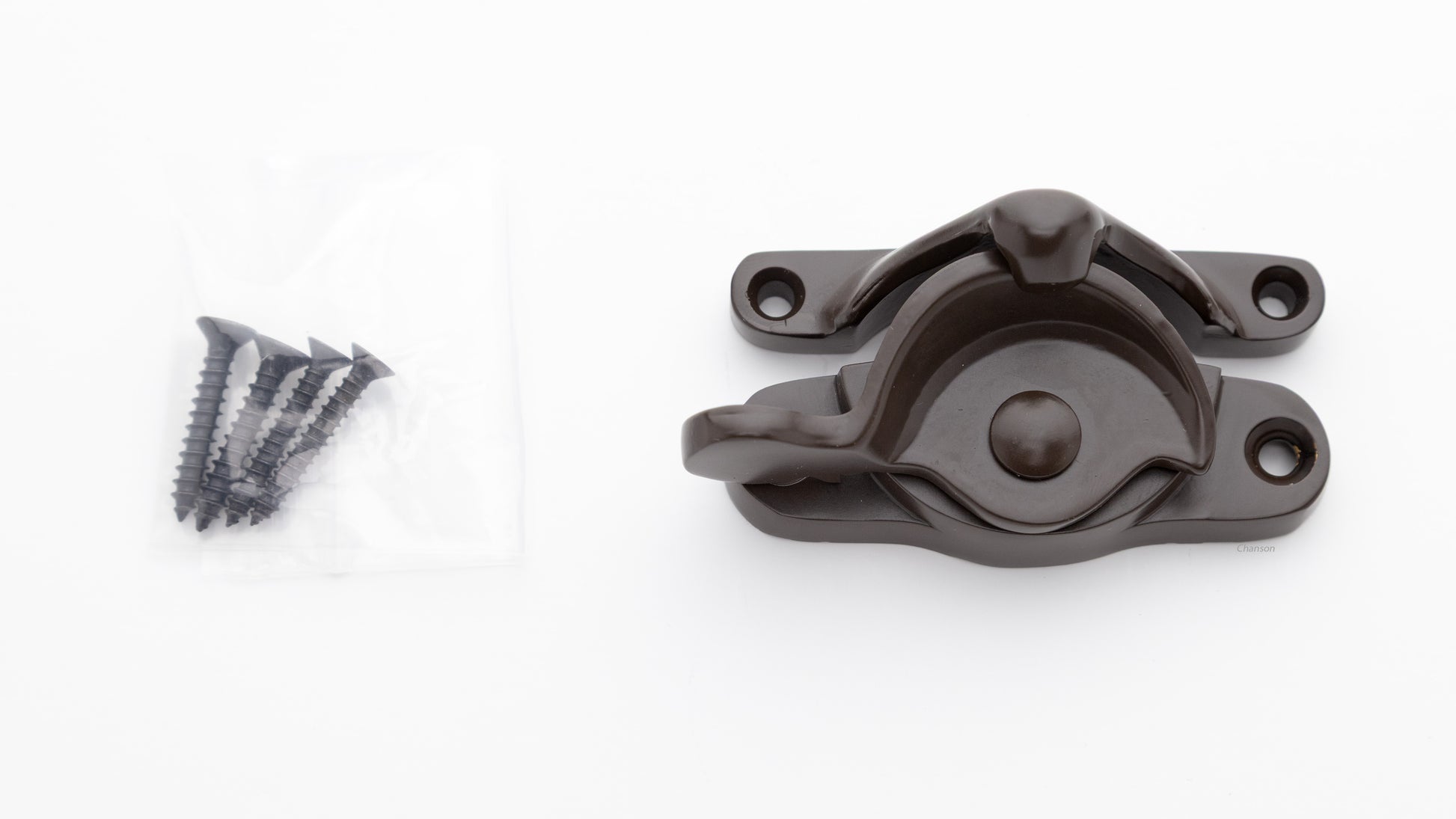 large sized Solid brass sash window catch, regular size with finish matching screws in oil rubbed bronze US10B finish