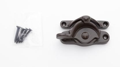 large sized Solid brass sash window catch, regular size with finish matching screws in oil rubbed bronze US10B finish