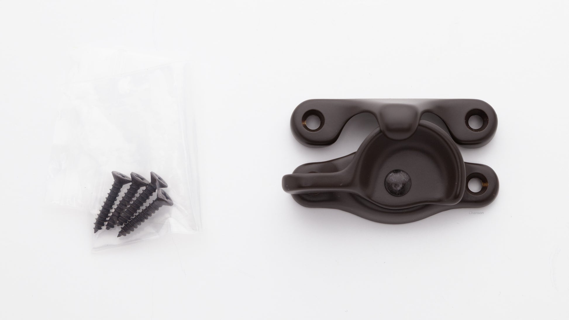 Solid brass sash window catch, regular size with finish matching screws in oil rubbed bronze US10B finish