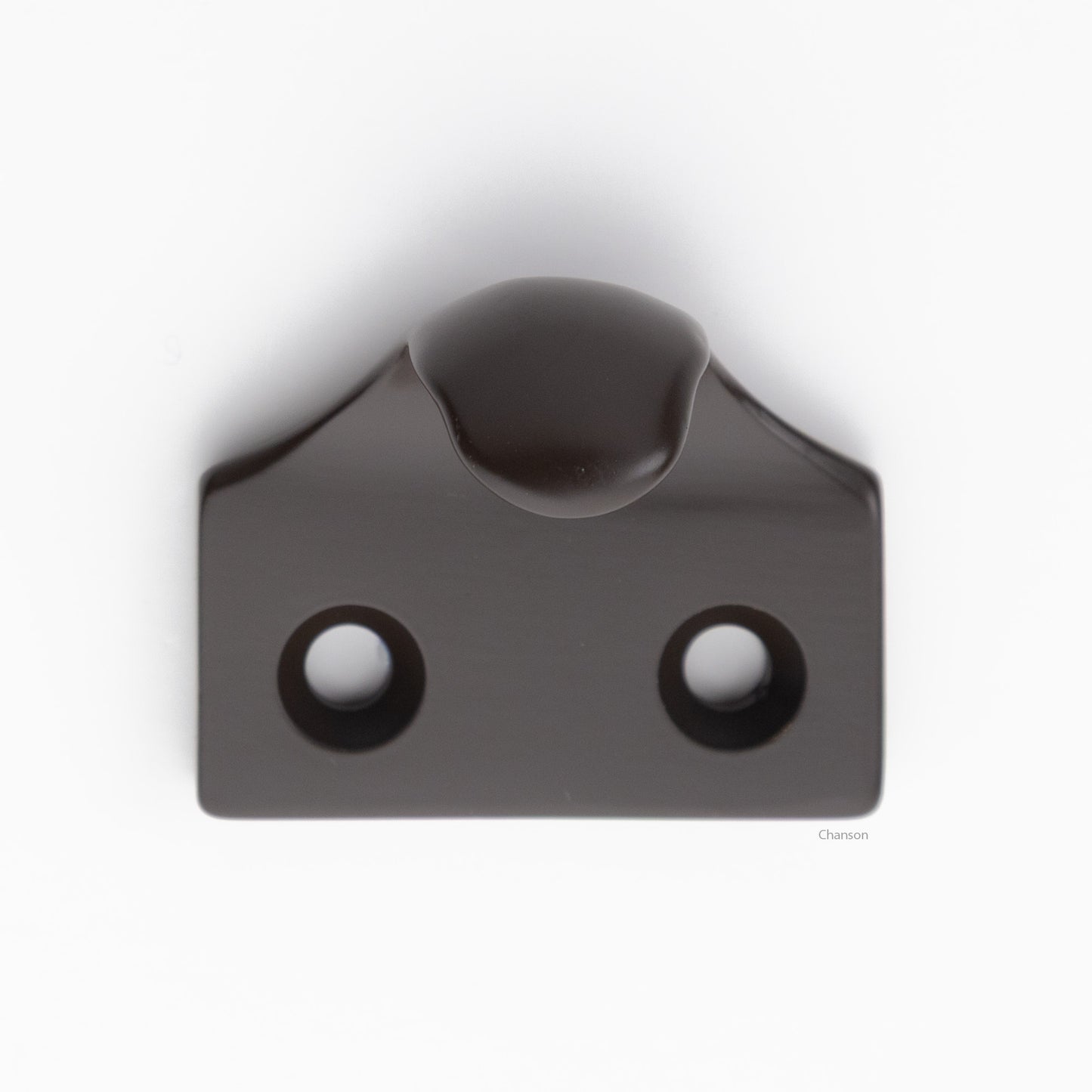 A classic traditional simple solid brass hook type sash window lift in oil rubbed bronze US10B finish, front view