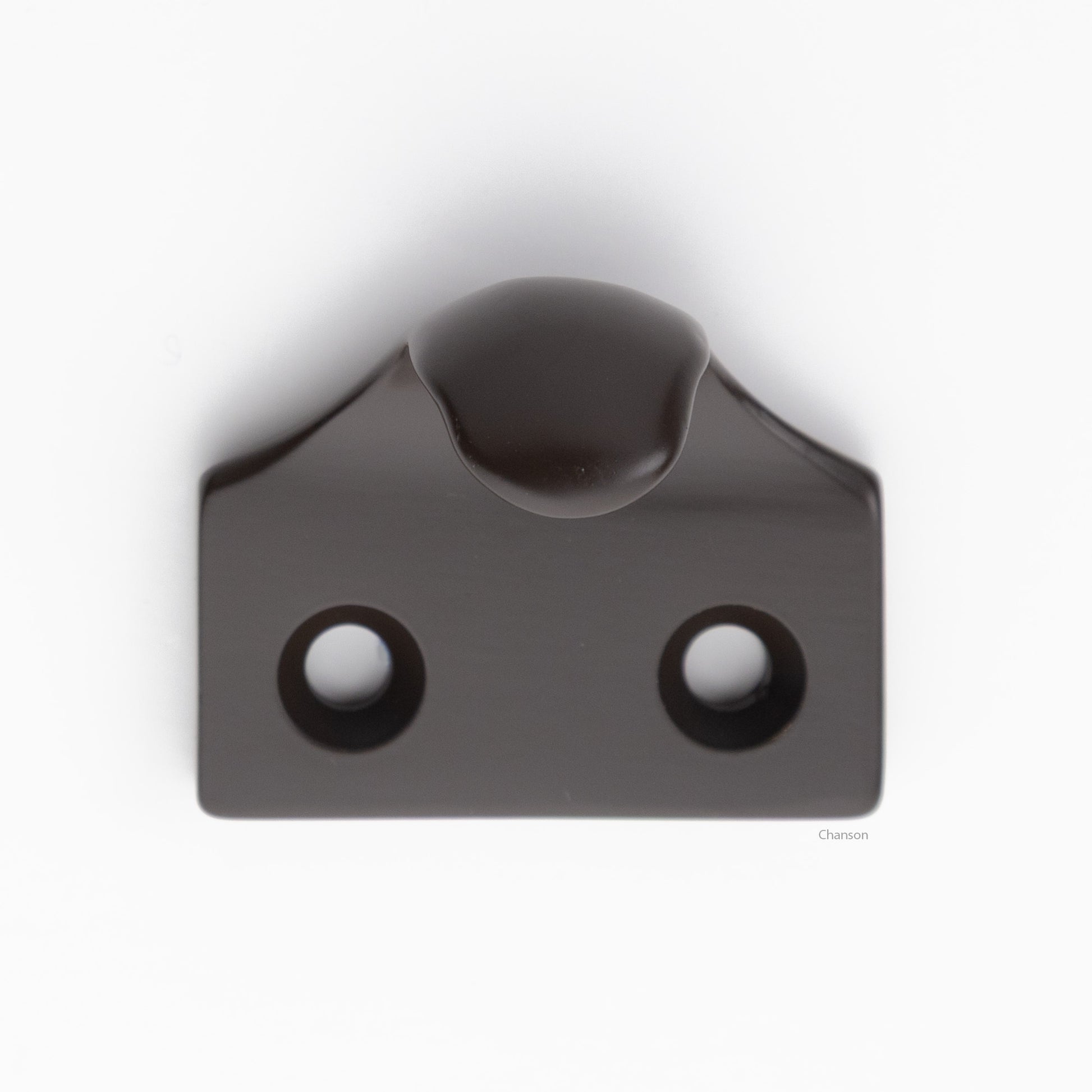 A classic traditional simple solid brass hook type sash window lift in oil rubbed bronze US10B finish, front view