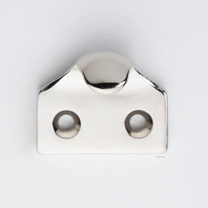 A classic traditional simple solid brass hook type sash window lift in polished nickel US14 finish, front view