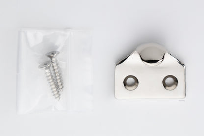 A classic traditional simple solid brass hook type sash window lift in polished nickel US14 finish, along with finish matching screws
