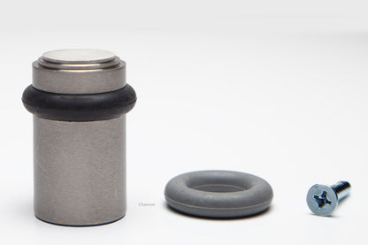 2" Cylindrical Floor Mounted Doorstop with Tiered Top -  Satin Nickel (S10202-15)